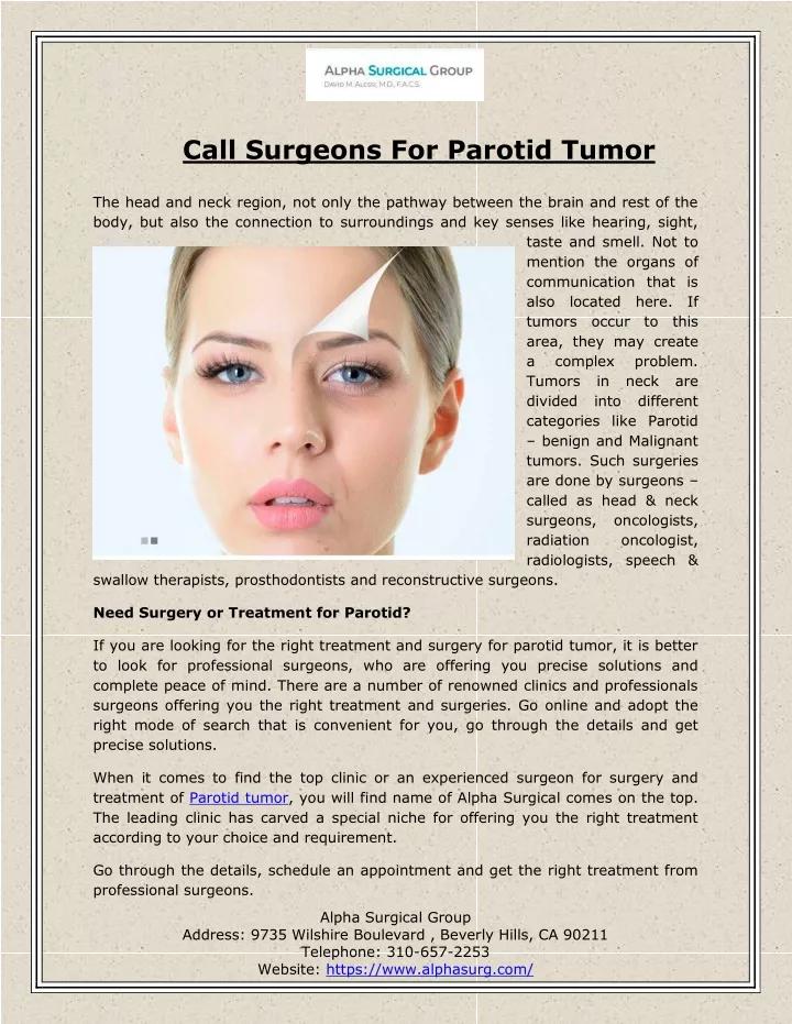 call surgeons for parotid tumor