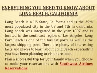 Southwest Airlines Reservations: Everything You Need to Know Aabout Long Beach, California