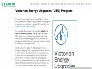 Victorian Energy Upgrades(VEU) Program