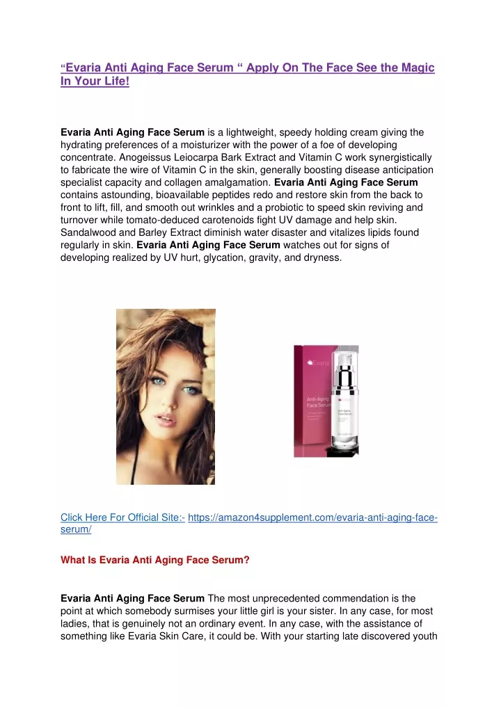 evaria anti aging face serum apply on the face