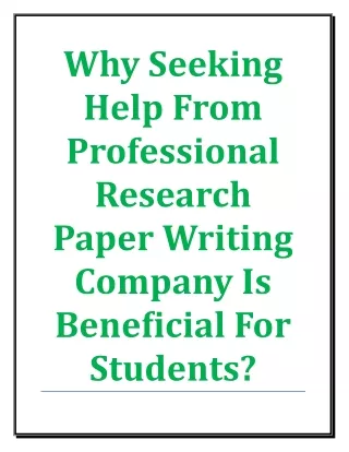 Why Seeking Help From Professional Research Paper Writing Company Is Beneficial For Students?