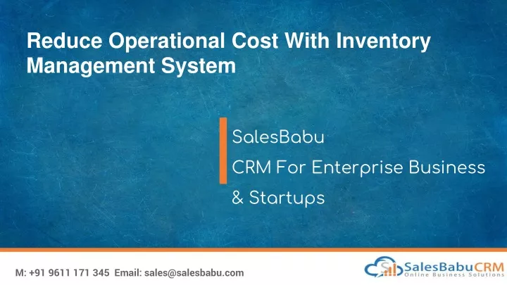reduce operational cost with inventory management