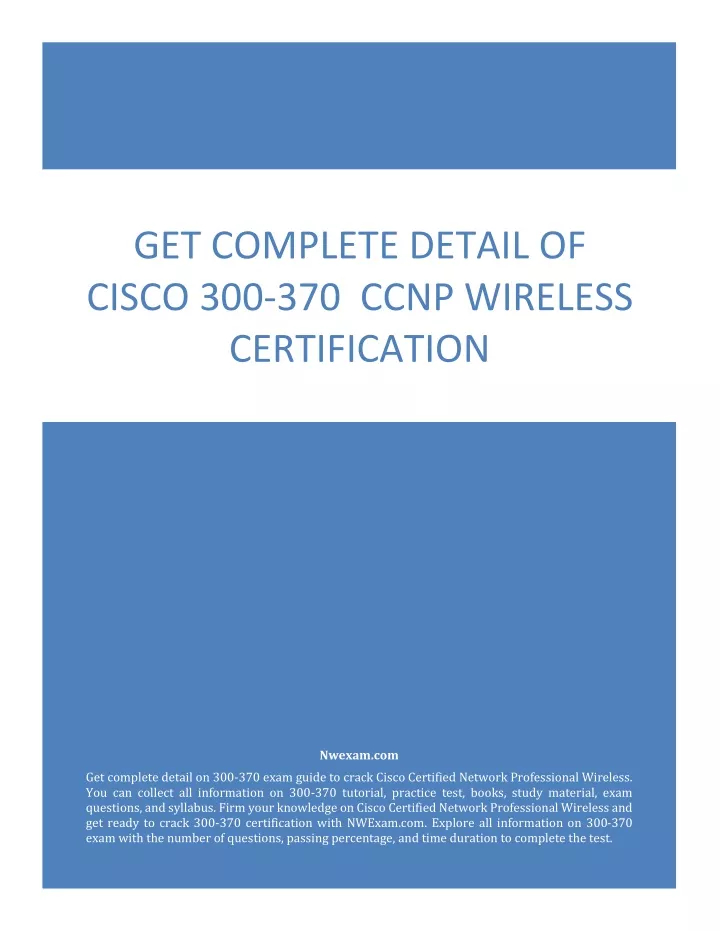get complete detail of cisco 300 370 ccnp