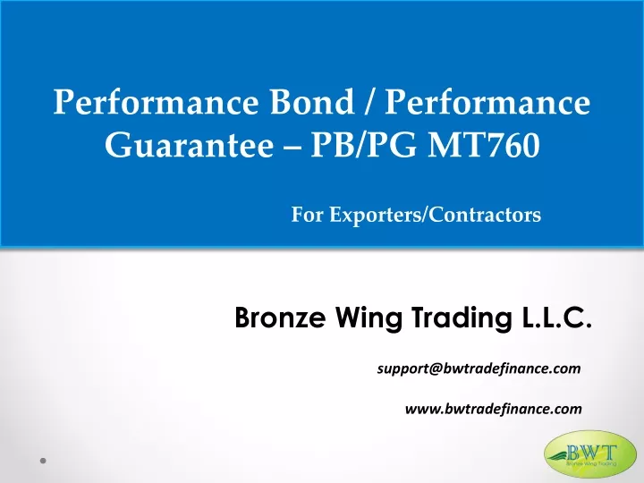 performance bond performance guarantee pb pg mt760