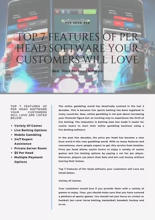 Per Head BSS: Top 7 Features Of Per Head Software Your Customers Will Love