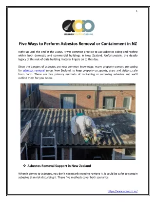 Five Ways to Perform Asbestos Removal or Containment in NZ