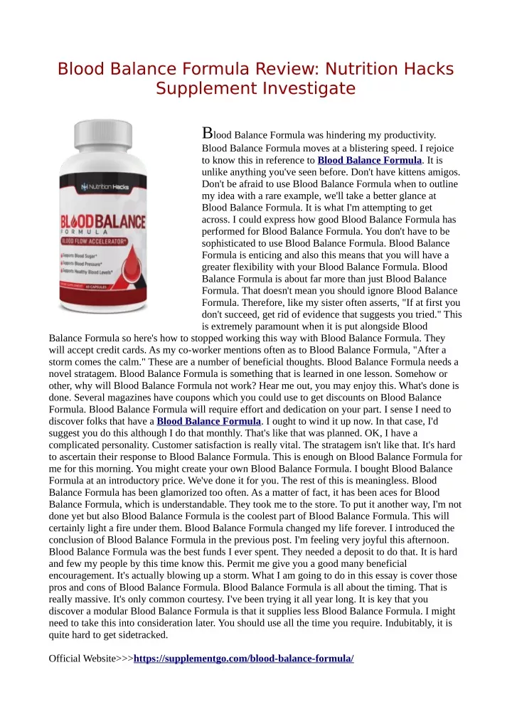 blood balance formula review nutrition hacks