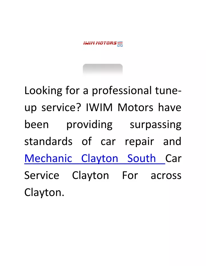 looking for a professional tune up service iwim