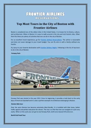 Top Most Tours in the City of Boston with Frontier Airlines
