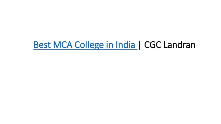 best mca college in india cgc landran