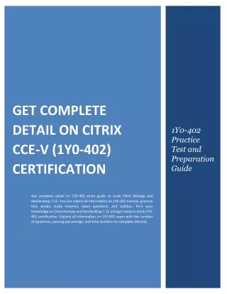 Get Complete Detail on Citrix CCE-V (1Y0-402) Certification Exam