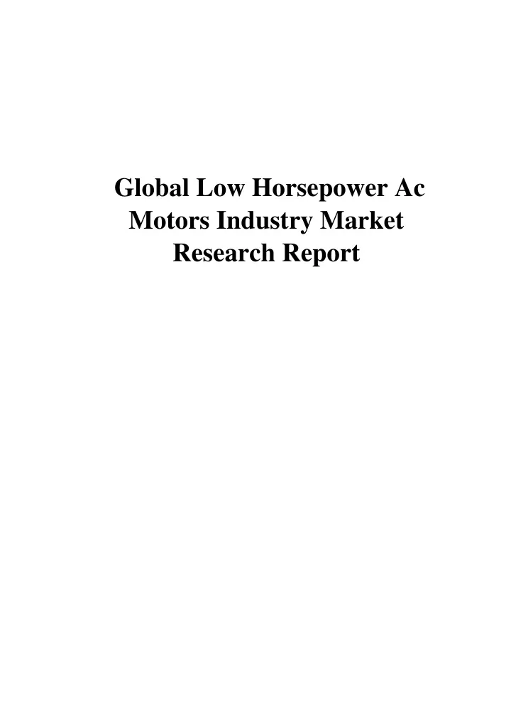 global low horsepower ac motors industry market