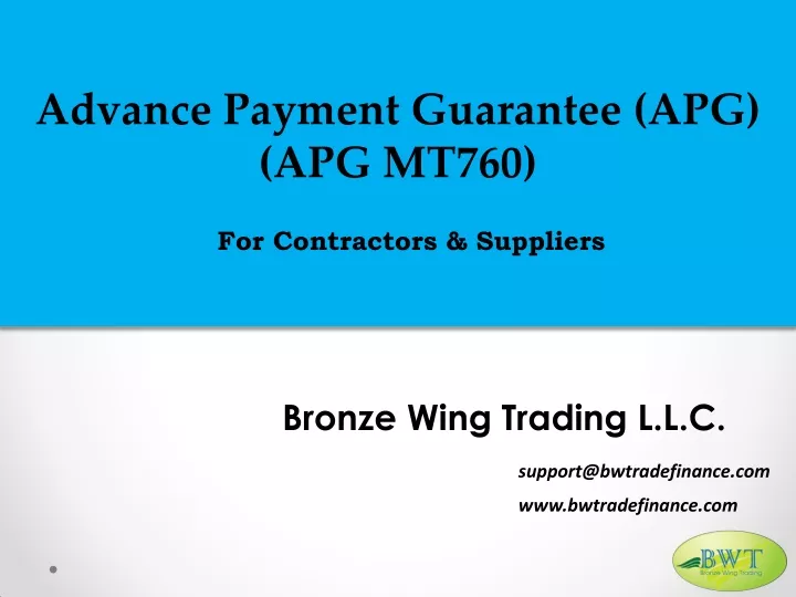 advance payment guarantee apg apg mt760