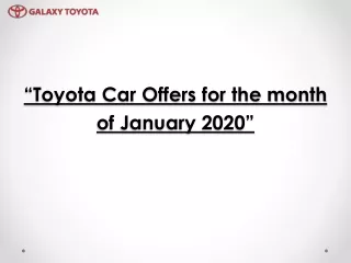 Toyota Car Offers in Delhi NCR for the month of January 2020