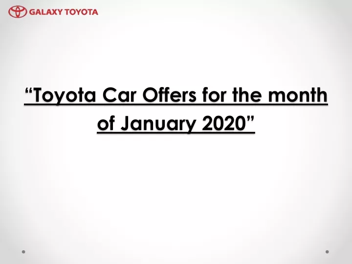 toyota car offers for the month of january 2020