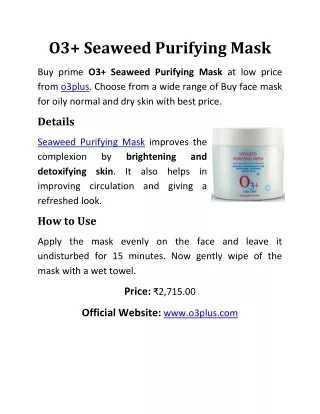 O3  Seaweed Purifying Mask