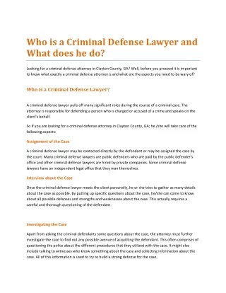 Who is a Criminal Defense Lawyer and What does he do