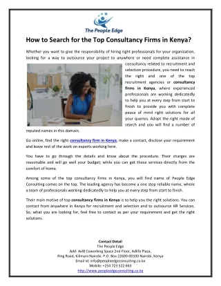 How to Search for the Top Consultancy Firms in Kenya?