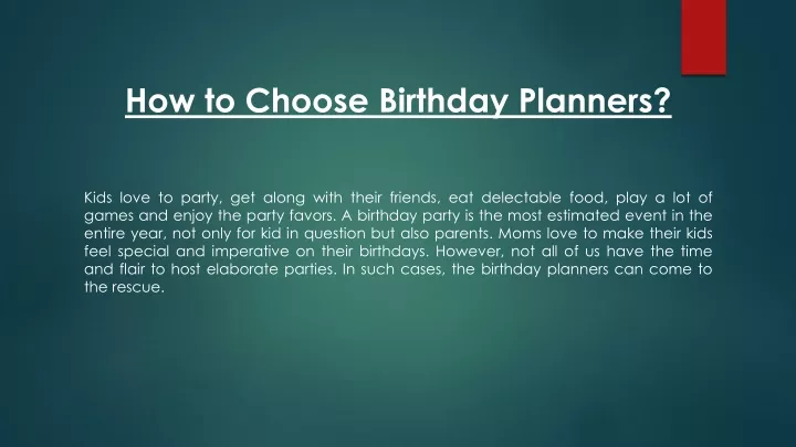 how to choose birthday planners