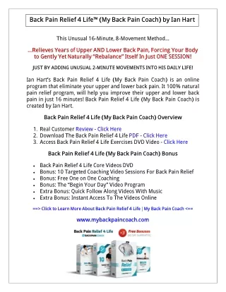 My Back Pain Coach PDF: Back Pain Relief 4 Life PDF Download
