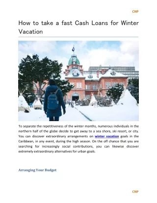 How to take a fast Cash Loans for Winter Vacation