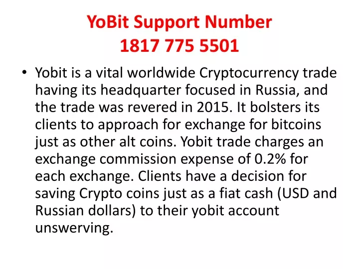 yobit support number 1817 775 5501 yobit