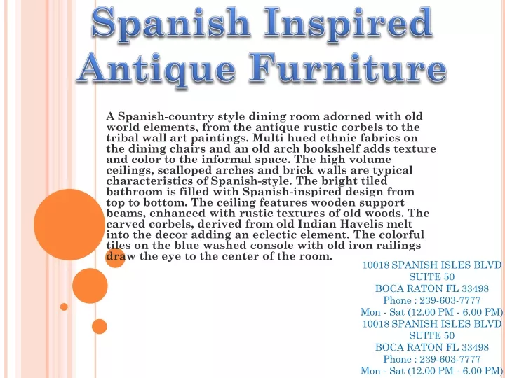 spanish inspired antique furniture