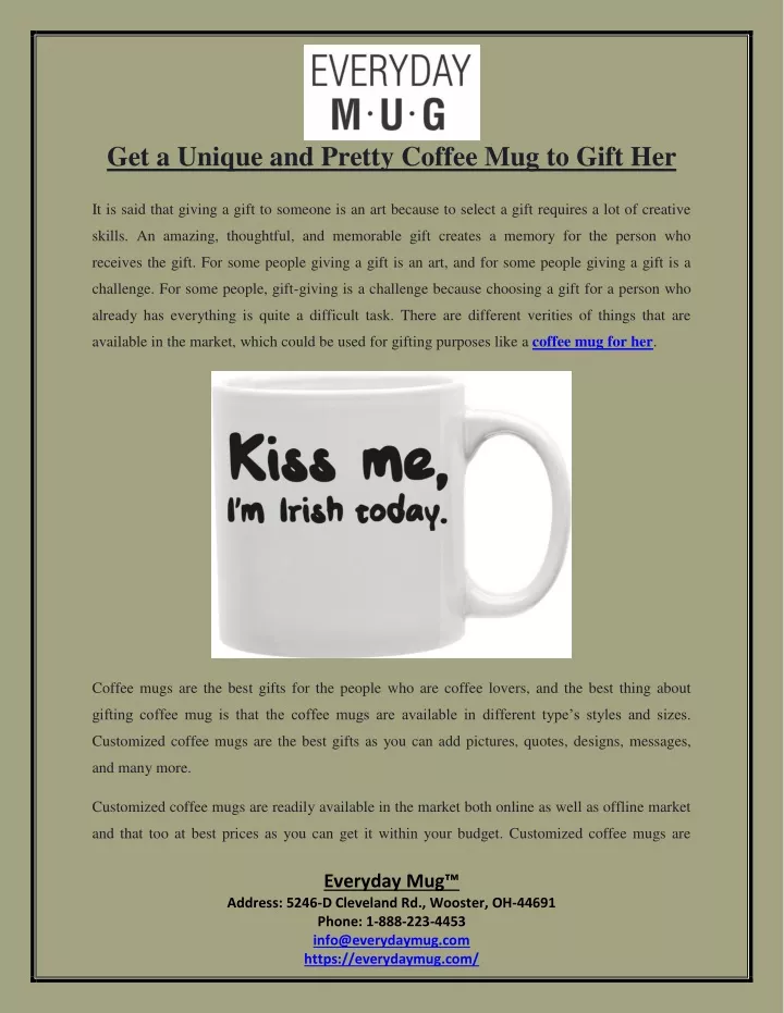 get a unique and pretty coffee mug to gift her
