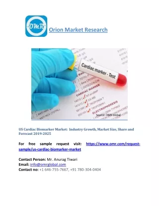 US Cardiac Biomarker Market:  Industry Growth, Market Size, Share and Forecast 2019-2025