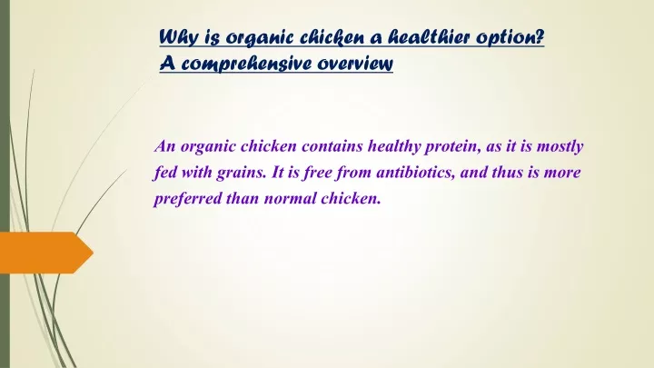 why is organic chicken a healthier option