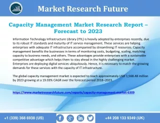 Capacity Management Market Status, Revenue, Growth Rate, Services and Solutions- Forecast to 2023