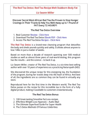 (EBOOK) Red Tea Detox PDF Download: Liz Swann Miller Recipe PDF