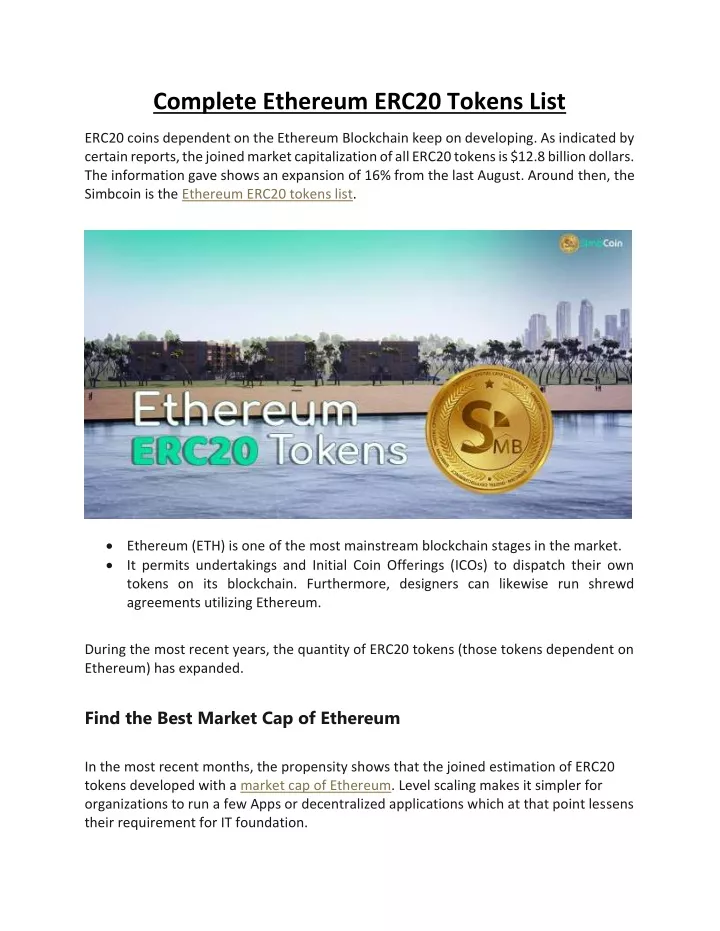 complete ethereum erc20 tokens list