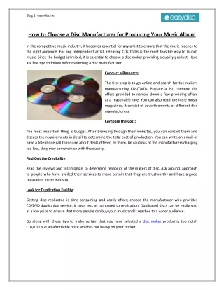 How to Choose a Disc Manufacturer for Producing Your Music Album