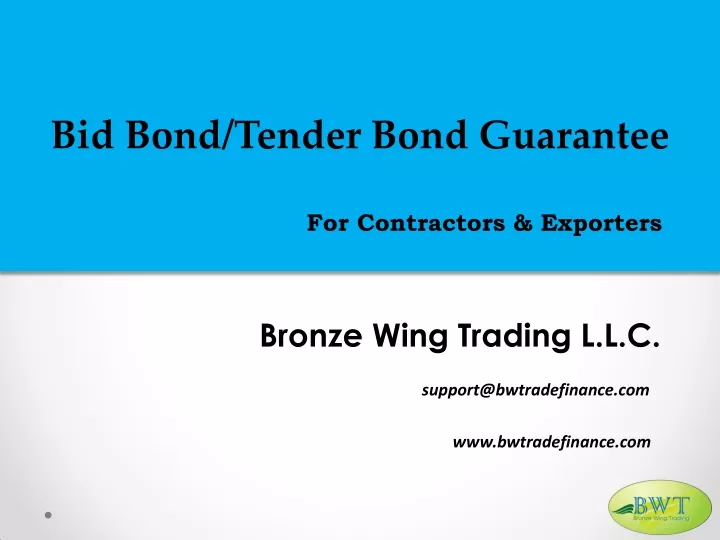 bid bond tender bond guarantee