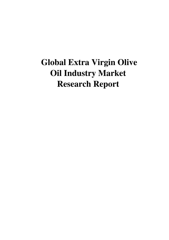 global extra virgin olive oil industry market