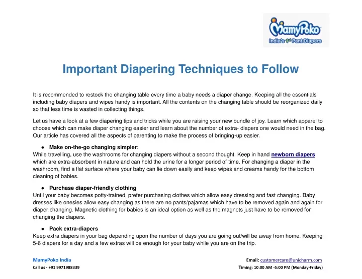 important diapering techniques to follow