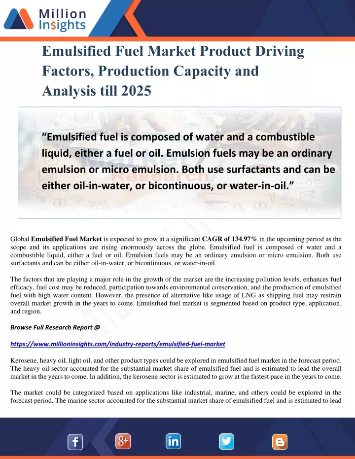 emulsified fuel market product driving factors