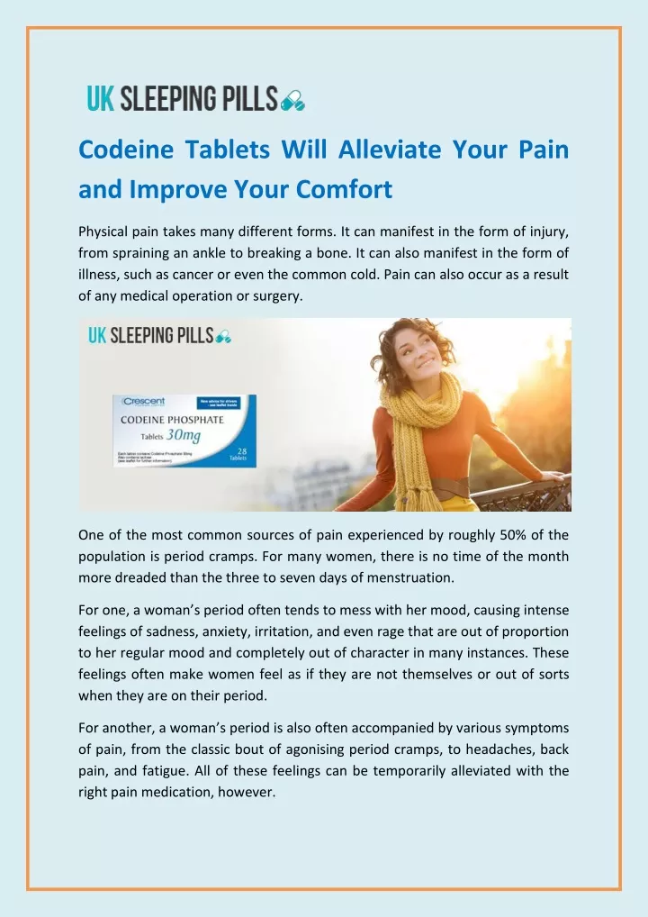 codeine tablets will alleviate your pain