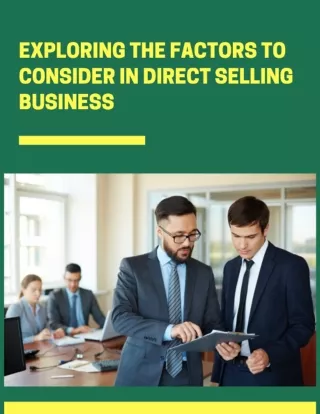 Exploring The Factors To Consider In Direct Selling Business