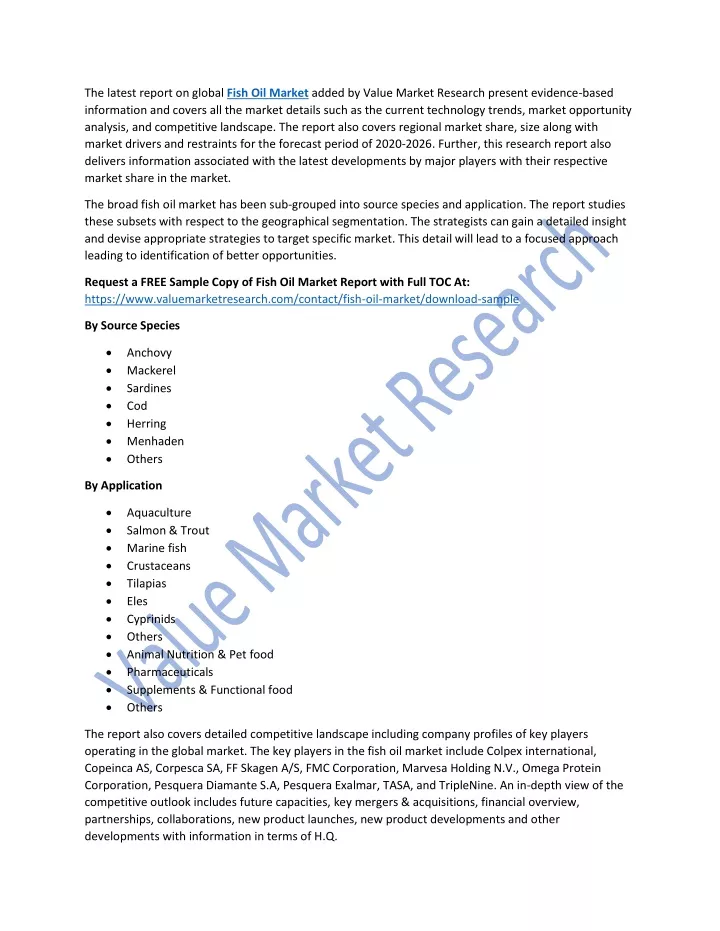 the latest report on global fish oil market added