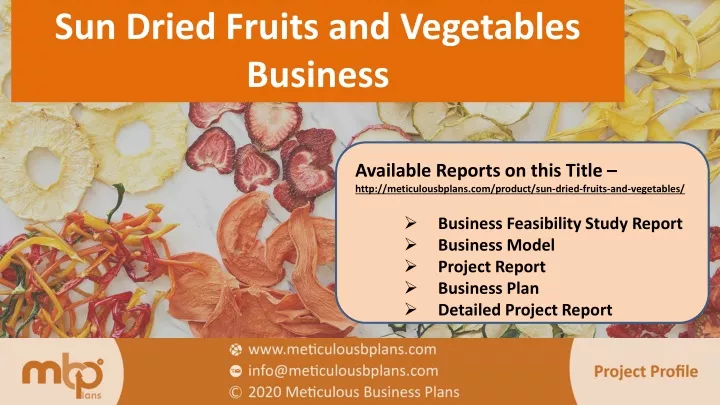 sun dried fruits and vegetables business