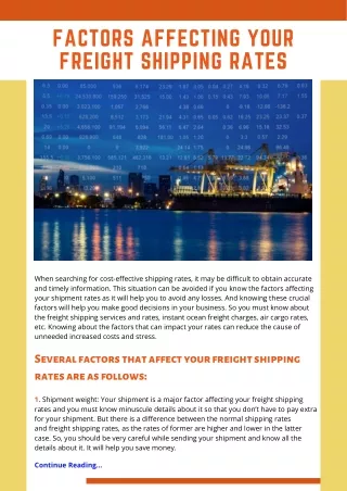 Factors Affecting Your Freight Shipping Rates