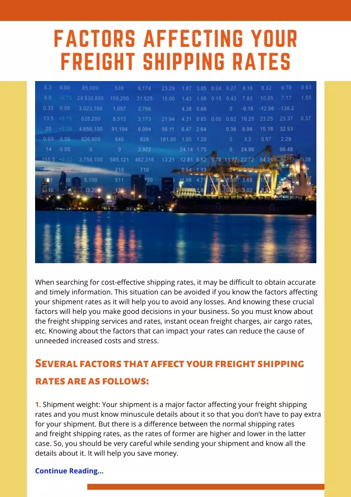 factors affecting your freight shipping rates