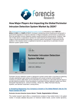 Perimeter Intrusion Detection System Market Latest Study On Segmentation Analysis, Leading Players & Industry Trends For