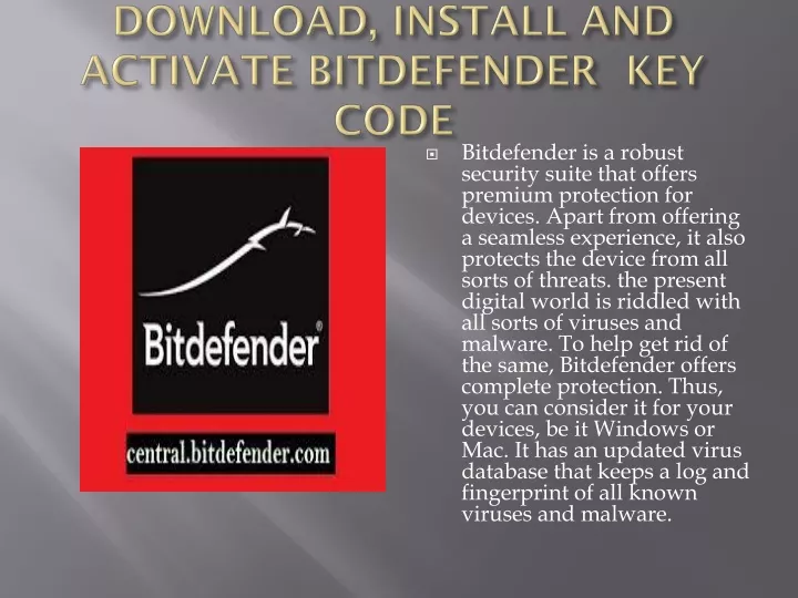 download install and activate bitdefender key code