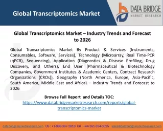 Global Transcriptomics Market – Industry Trends and Forecast to 2026