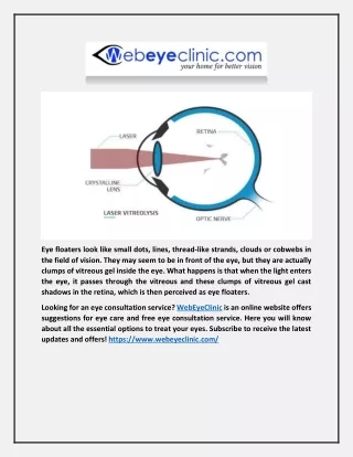 YAG Laser Vitreolysis for Eye Floaters