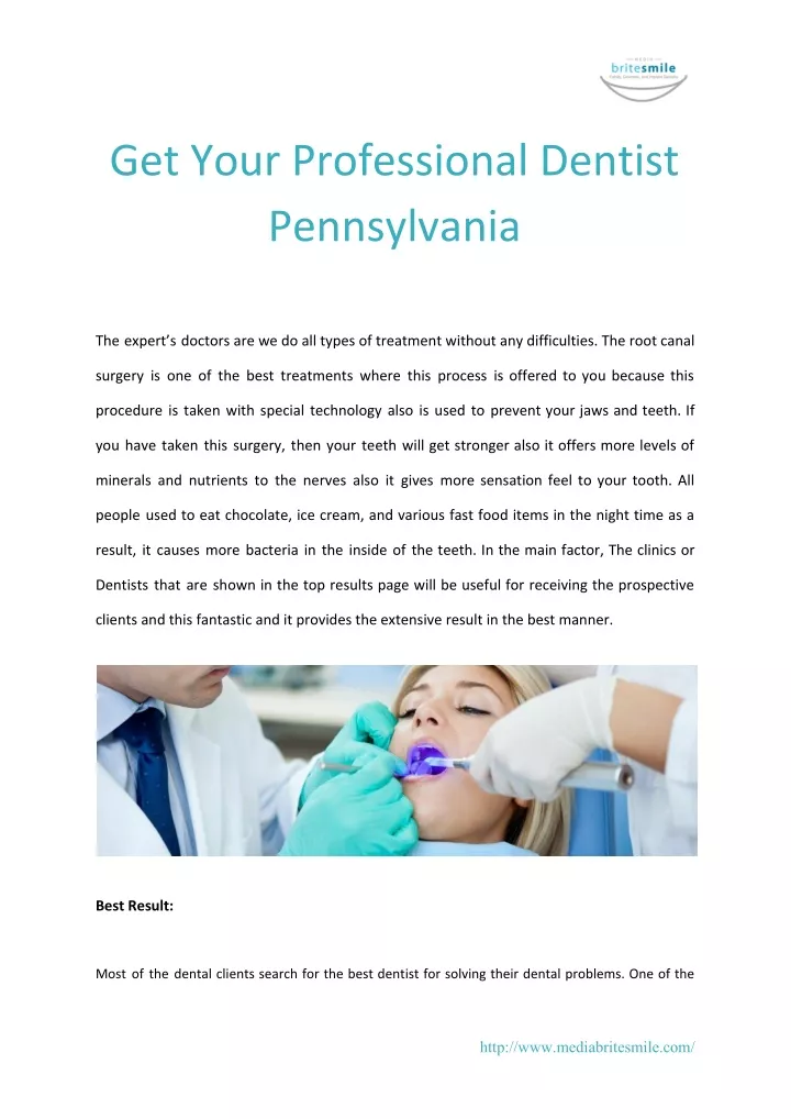 get your professional dentist pennsylvania