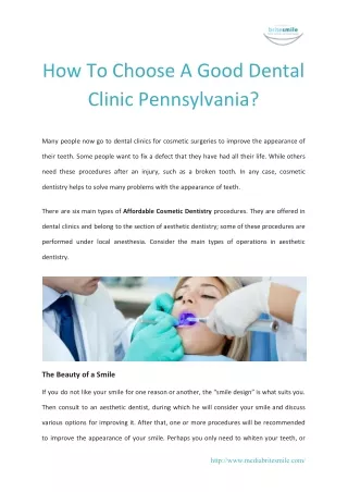 How To Choose A Good DentalClinic Pennsylvania?